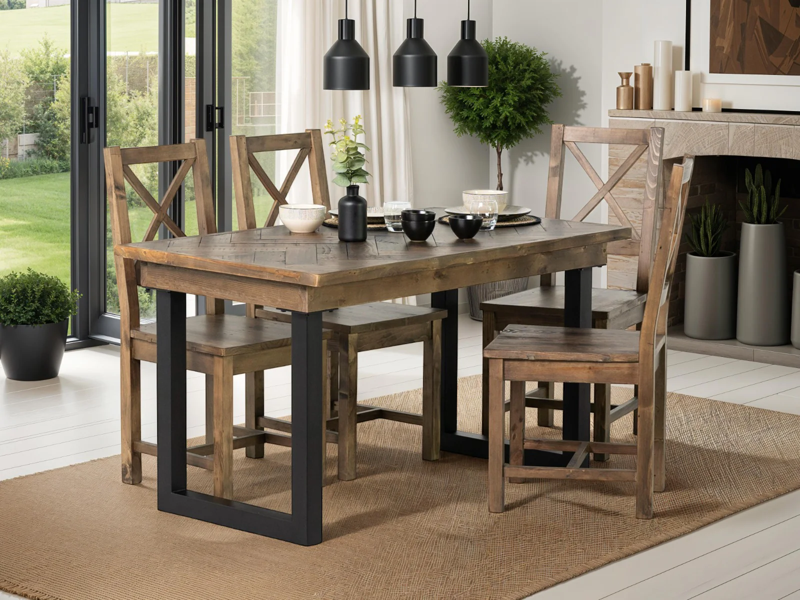 Reclaimed Wood Fixed Top Dining Tables